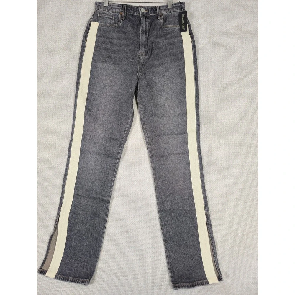 BLANKNYC The Cooper Long‎ Slim Straight Jeans Dark Wash Size 31 with Side Stripe